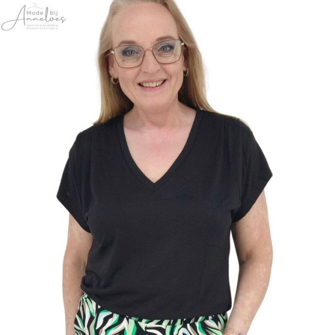 Lady Day Shirt Kathy vhals Zwart glitter